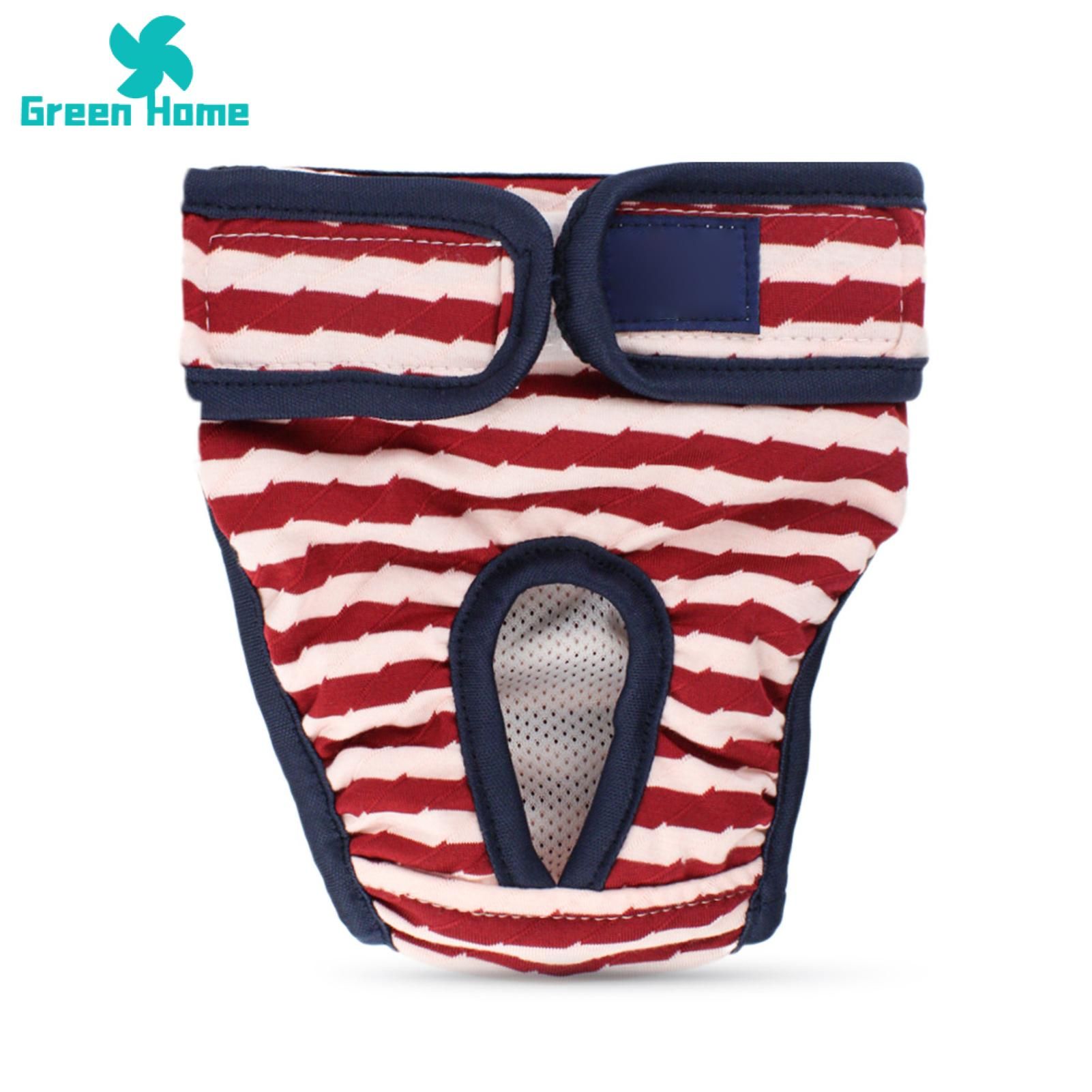 Green Home Safety Pants Striped Adjustable Cotton Physiological Pants