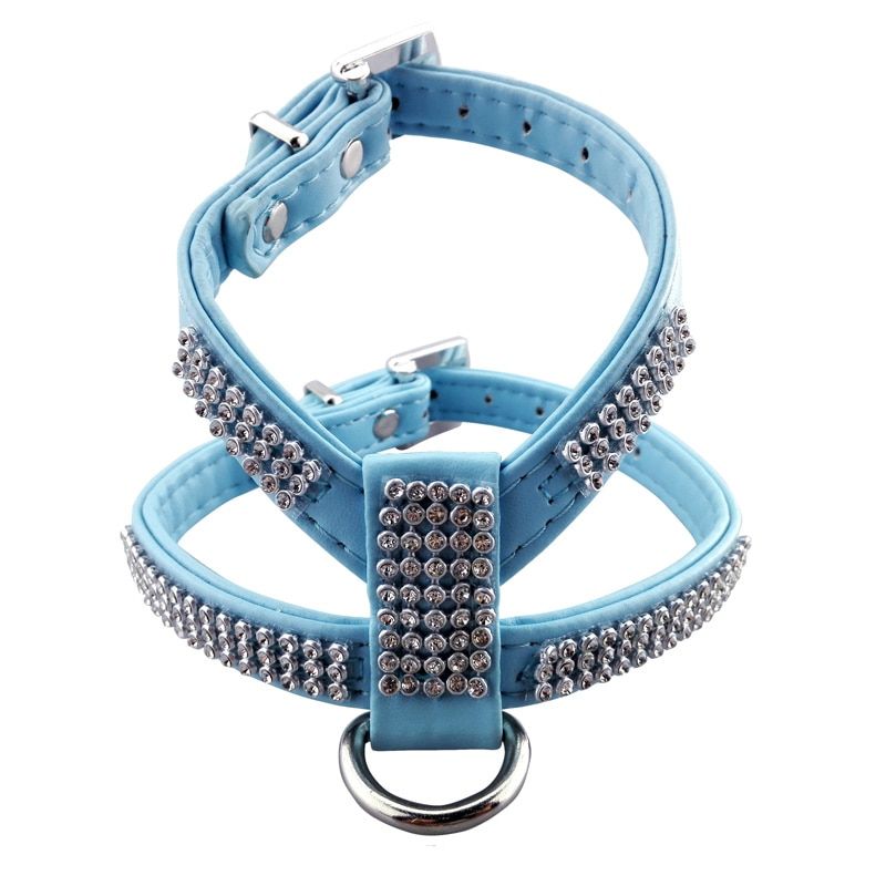 Bling Rhinestone  Harness Leather  Leash For Small  Puppy  Chihuahua Puppy Vest Harness szi dla psa petshop