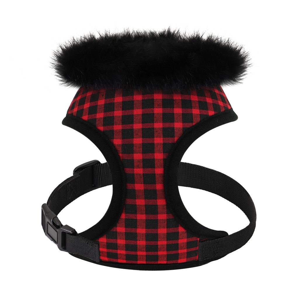 Soft Warm   Harness Winter Puppy  Vest Plaid Pet Harness With Removable  Collar For Small Large s s Chihuahua