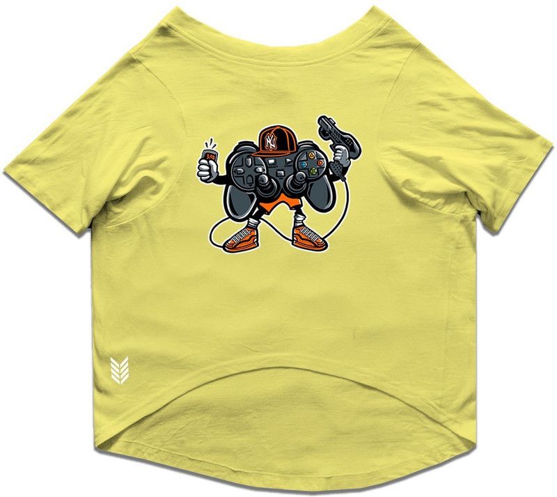 RUSE T-shirt for Dog  (Basic Crew Neck "Let's Play Too" Printed Half Sleeves /Apparel/Clothes/T-shirt Gift for Dogs.colour-Lemon Tonic/X-Large (Saint Bernard, Great Dane etc.))