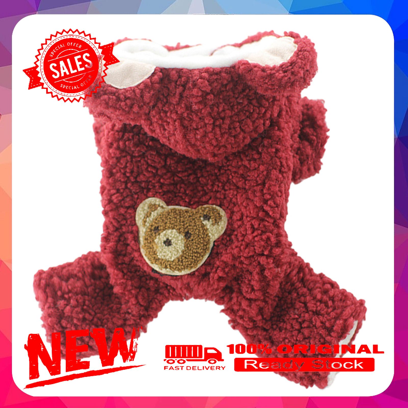 Vist Fox Pet Romper Bear Pattern Keep Warmth Skin-friendly Pet Dog Warm Jumpsuits Outfit Pet Supplies