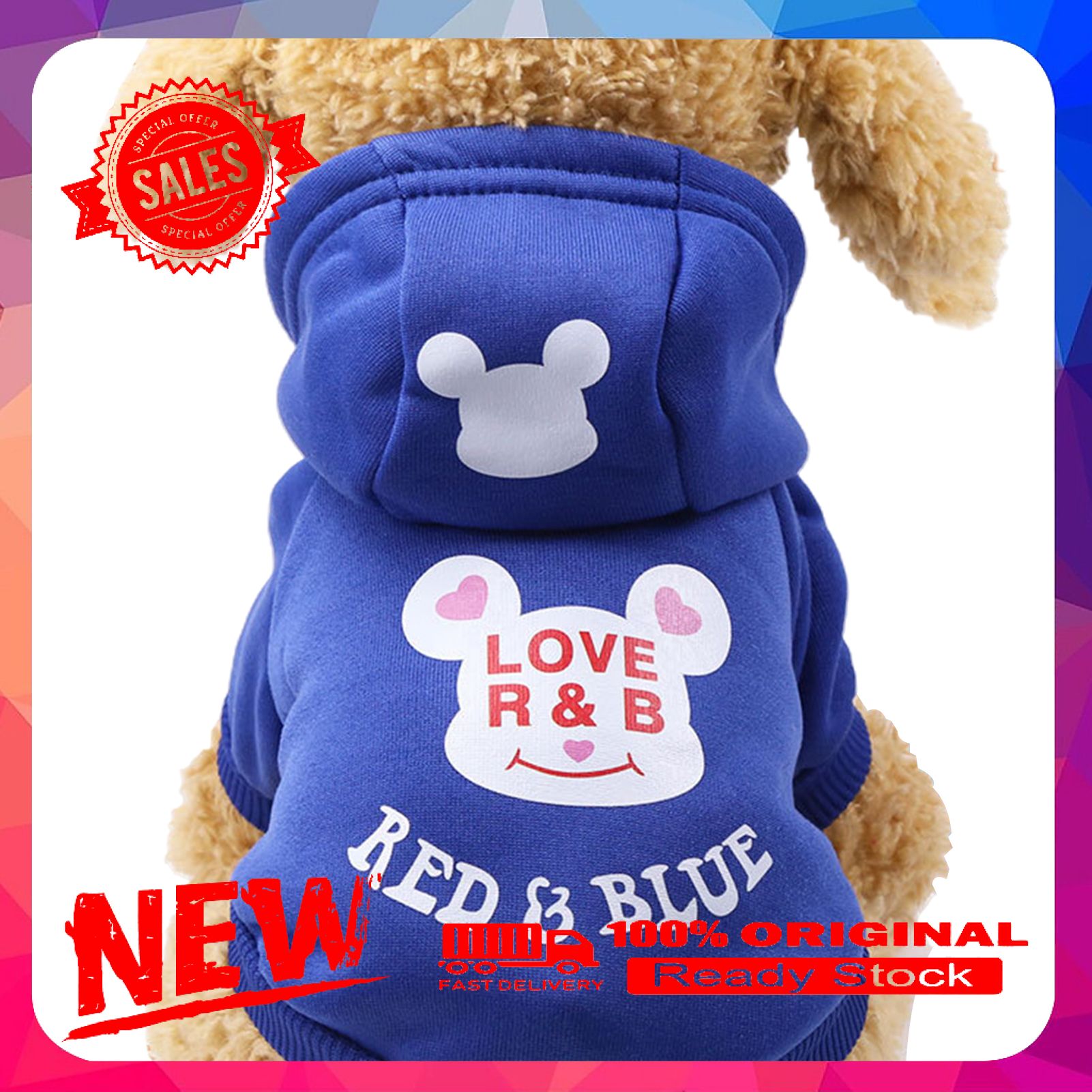 Vist Fox Pet Clothing Thick Keep Warm Print Button Hoodie Sweatshirt Dog Clothes for Home