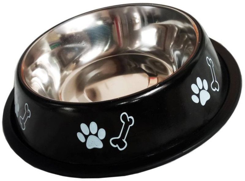 UDAK Round Steel Pet Bowl  (450 ml Black)