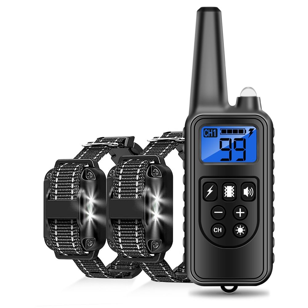 Electric  Training Collar 800m Pet Training Collars Stop Barking   Waterproof Rechargeable for All Size Shock Vibration Sound For 2 s