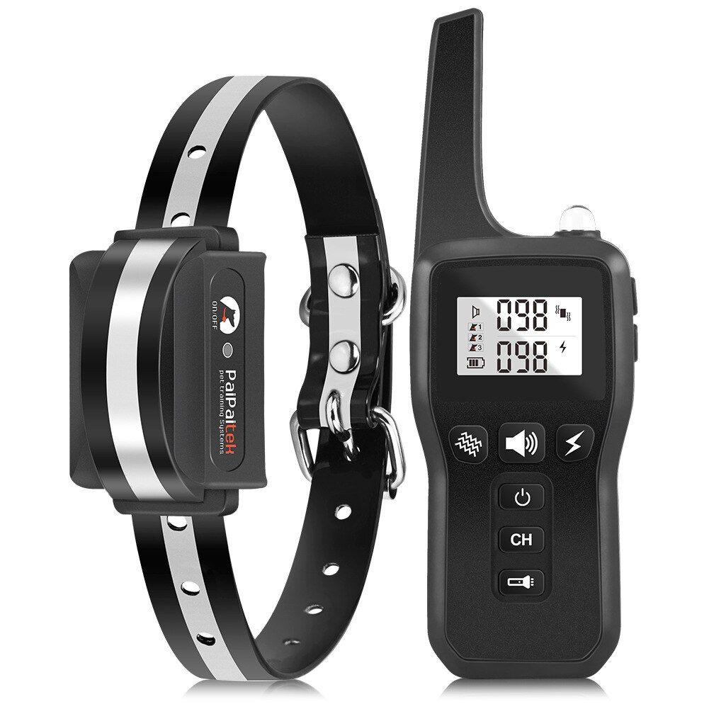 1000m Electric  Training collar Pet Remote Control Anti Bark Shock for  3 Mode with Rechargeable Waterproof Receiver Black