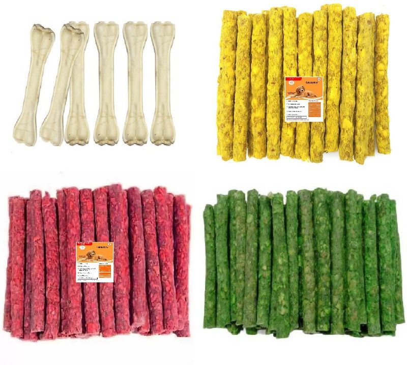 SAWAY Saway Dog Healthy Pressed Chew Bone 6inch & (CHICKEN,MUTTON,MINT Chew Munchy Sticks) 1kg (Pack Of 4kg) Mint, Chicken, Mutton, Beef Dog Chew  (4 kg, Pack of 1)