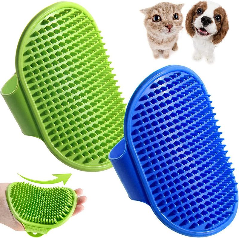 First Play Bath & Deshedding Hand Brush For Dogs & Cats I Massage Rubber Bristles for Pets Curry Comb for Dog