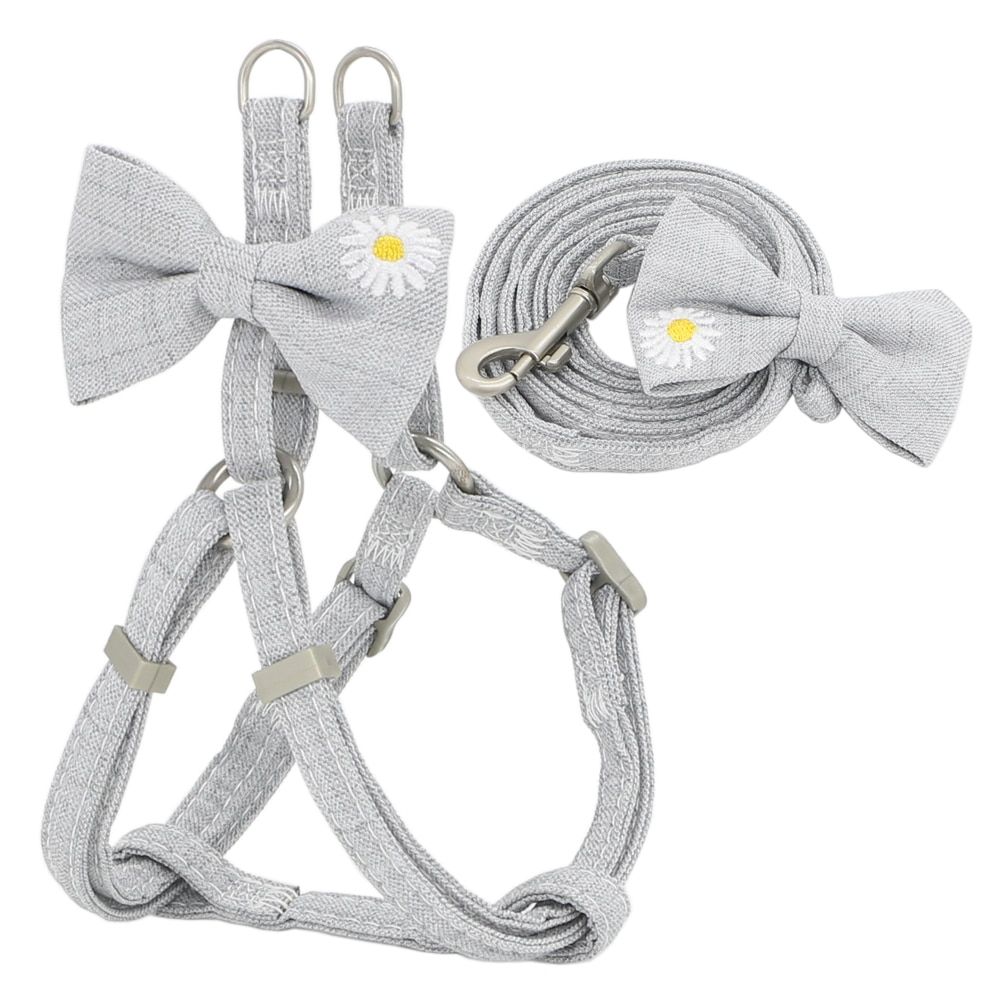 Harness Leash Set Adjustable Soft Embroidery Cute Double Layer  Harness for Small Medium Pets Leashes ng