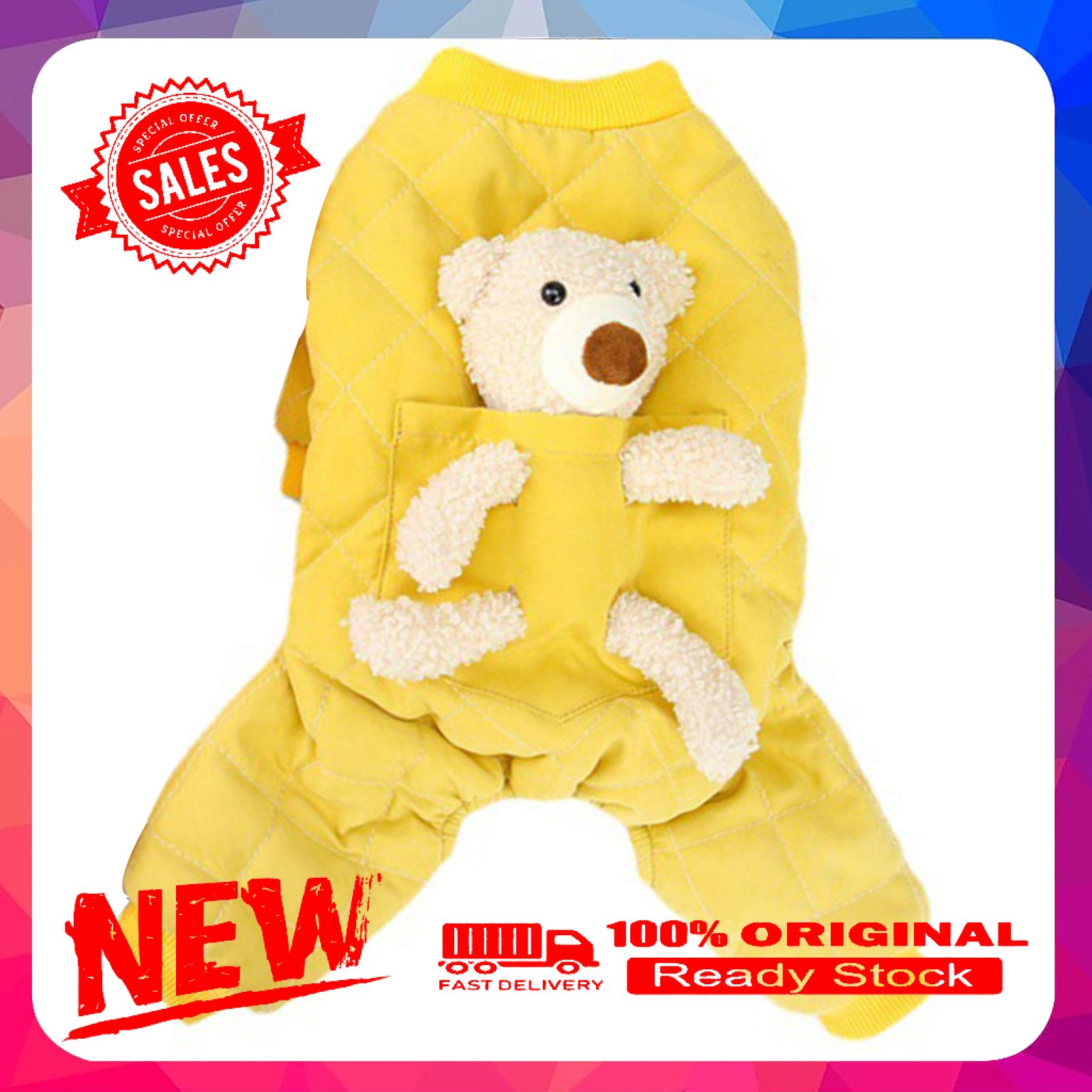 Pet Clothes Four-leg Keep Warmth Skin-friendly Pet Dog Warm Jumpsuits Outfit with Bear Doll Pet Supplies