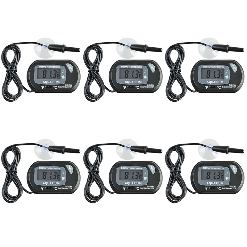6-Piece Aquarium Thermometer, Reptile Thermometer, Fish Tank Thermometer with Large LCD Display