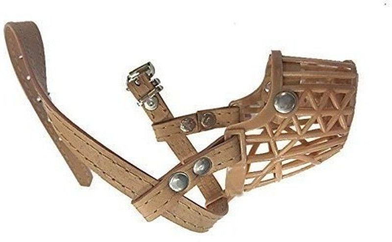 Kiki N Pooch Extra Small Strips Dog Muzzle  (Brown)