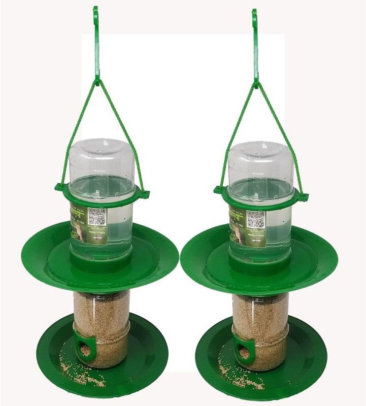 AMIJIVDAYA Small Double Decker Food Feeder for Birds Window Bird Feeder Bird Feeder  (Green)