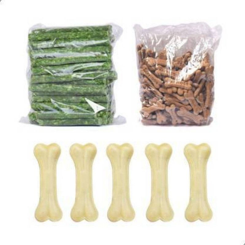 ALCAZAR PET FOODS & ACCESSORIES combo offer mint munchy 250g+fresh bone 250g+ big biscuits 250g 750g Chicken, Mint Dog Chew  (750 g, Pack of 1)