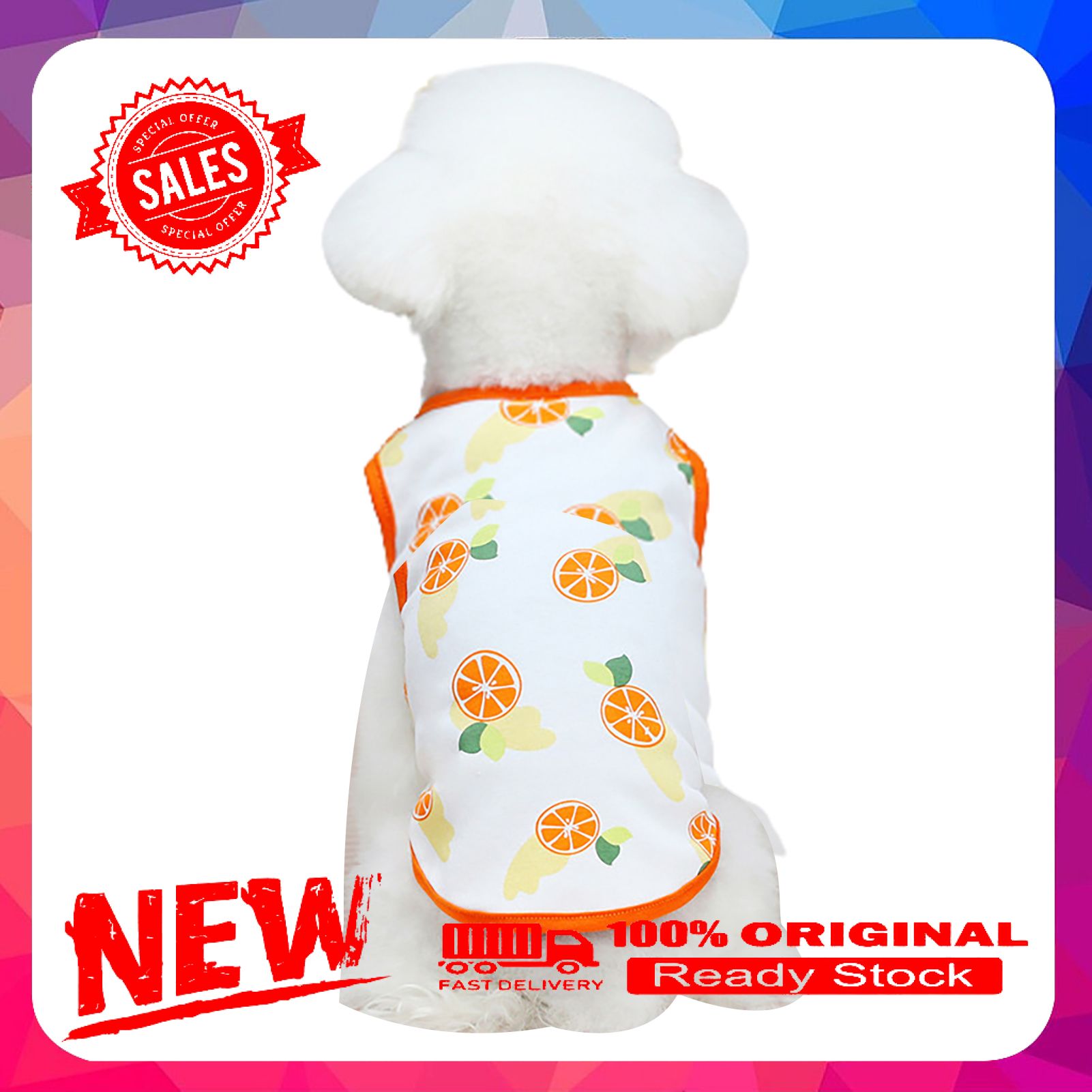 Vist Fox Pet Vest Fruit Pattern Breathable Cotton Sleeveless Dog T-shirt for Summer