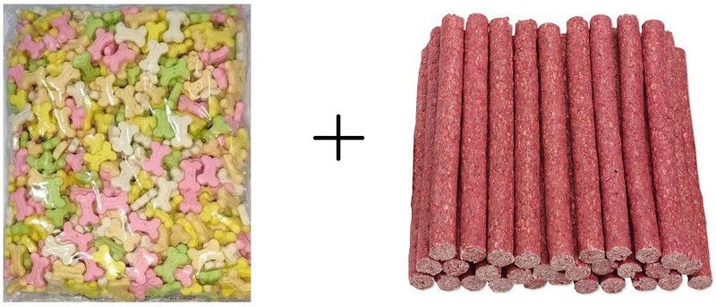 Blacknose Crunchy Bone Shaped Dog Mix Biscuit And Mutton Munchy Stick (Each 350Gm) Pack Vegetable, Mutton 0.7 kg (2x0.35 kg) Dry Adult, New Born, Senior, Young Dog Food