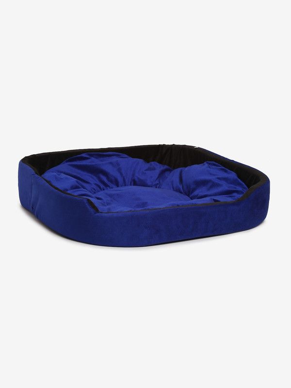 WIGGLE TWIDDLE Wiggle Twiddle Blue & Black Solid Round Pet Bed M Pet Bed  (Blue Black)