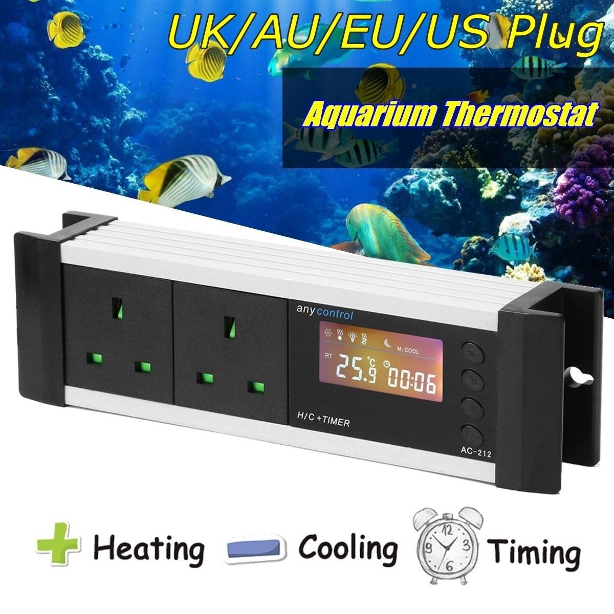 220V Aquarium Temperature Controller Timing Universal Socket Thermostat Controller Heating&Cooling&Timing