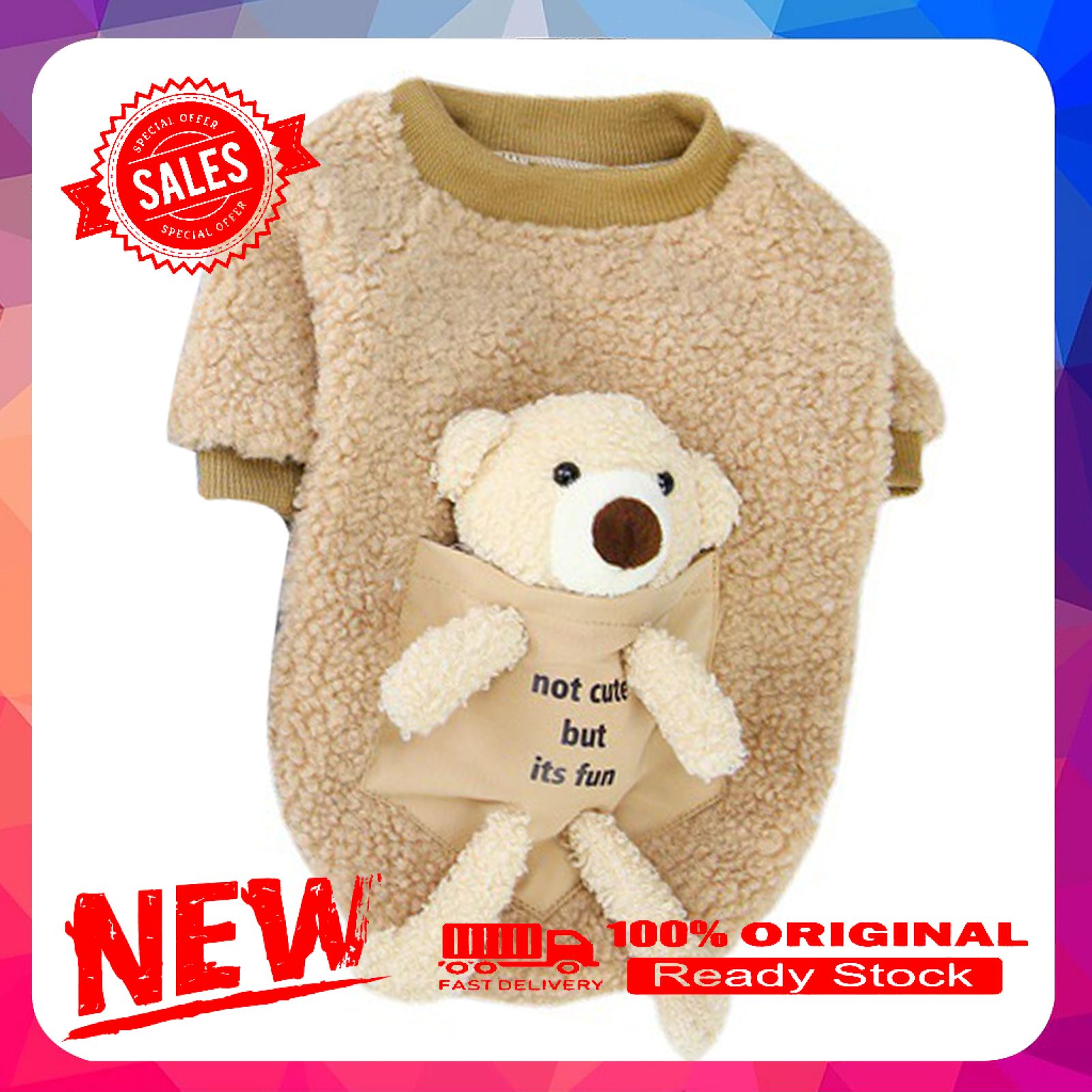 Vist Fox Pet Sweatshirt Round Neck Keep Warmth Skin-friendly Thickened Puppy Fleece Shirt Clothes with Bear Doll for Autumn