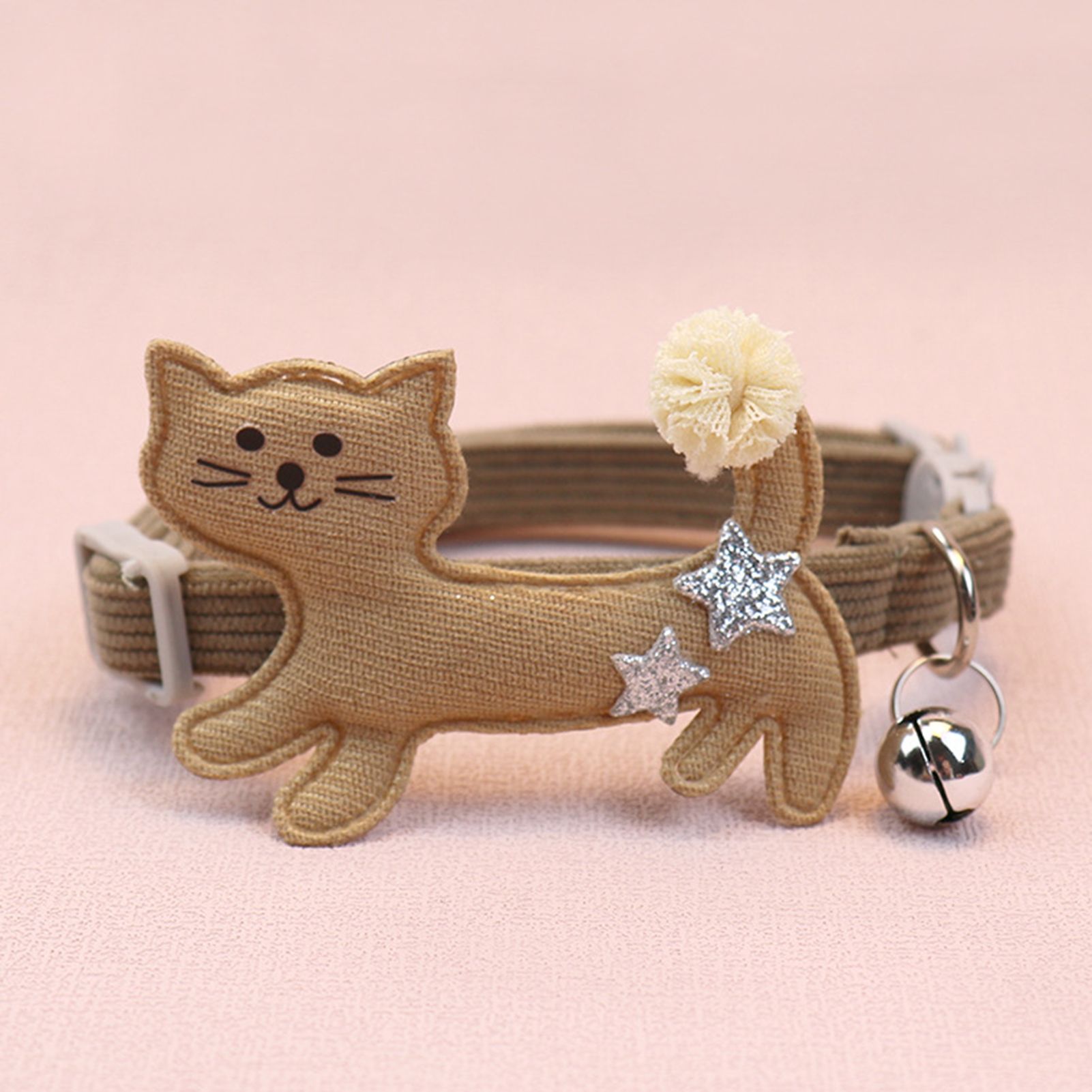Farfi Pet Neck Collar Lovely Adjustable Cartoon Kitty Bell Pet Collar