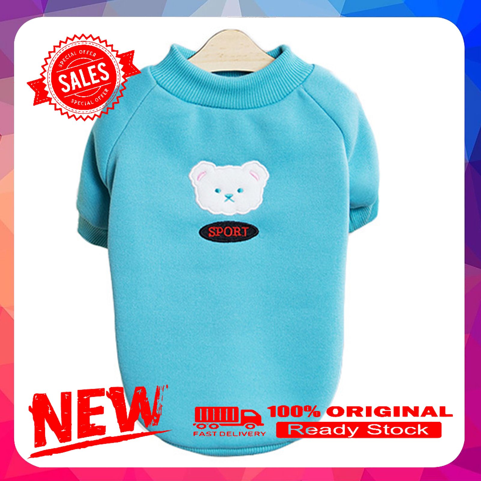 Pet Sweater Cartoon Bear Print Keep Warmth Skin-friendly Cute Pet Puppy Sweatshirt Clothes for Medium Small Dogs