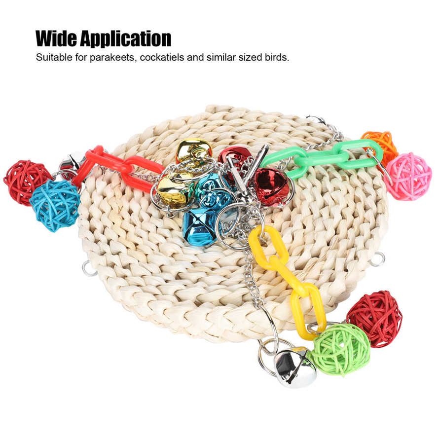 Parrots Chewing Toy 3PCS Set Hanging Stand Swings Bird Toys Rattan Ball Pendant Decor
