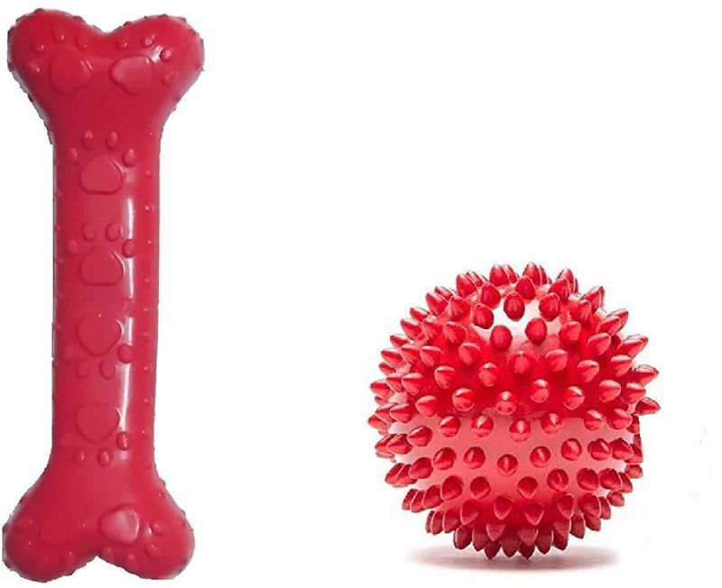 Iblay Puppies Dog Rubber Chew Toy Combo (Spike Ball Toy + Scented Paw Rubber Bone Toy) - Color May Vary Dog & Cat Chew  (1 kg, Pack of 1)