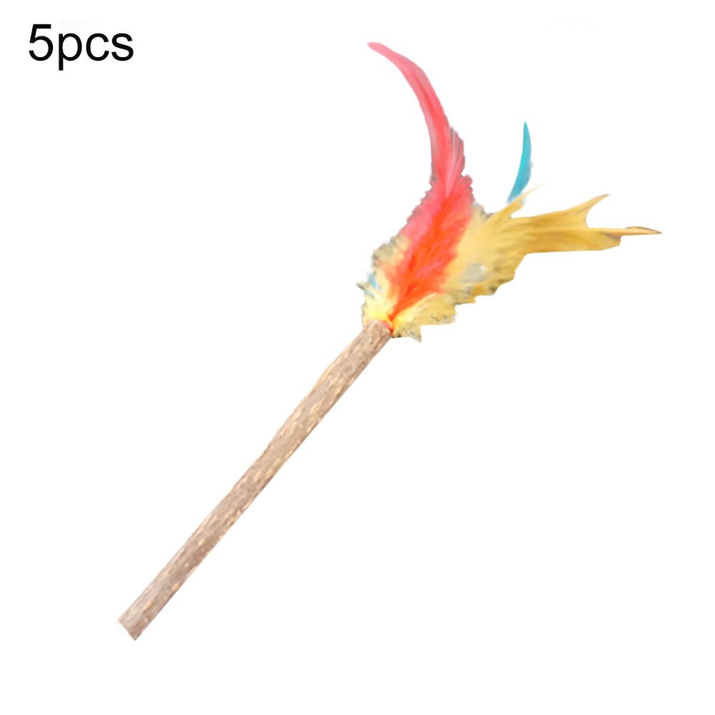 5Pcs Matatabi Feather Pet Cats Teaser Molar Stick Wand Interactive Play Chew Toy