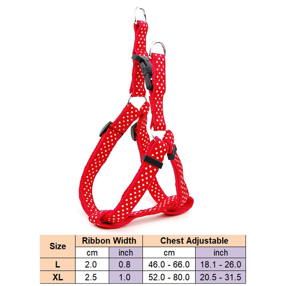 Harness Leash Pet Products Adjustbale Dot Printed Harness and Leash Outdoor Walkding  for Large s