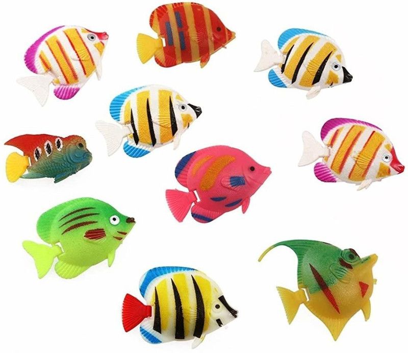 Animaux Artificial Plastic Floating Moving Fishes (pack of 5) Random Color & Pattern Laterite Planted Substrate  (Multicolor, 0.1 kg)