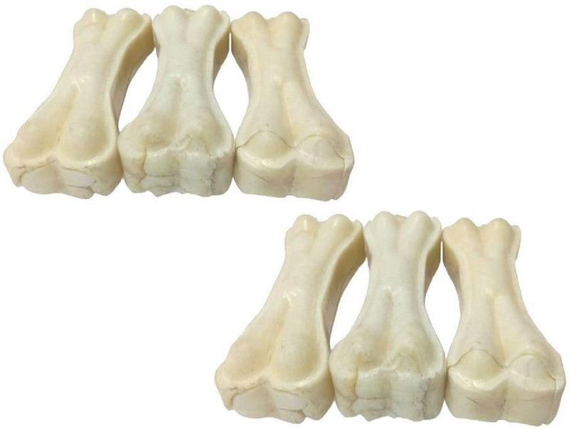 Brandon Store 3 Inch 6 pcs White Digestible Rawhide Pressed Bone Dog Chew For Dogs Dog Chew  (200 g, Pack of 6)