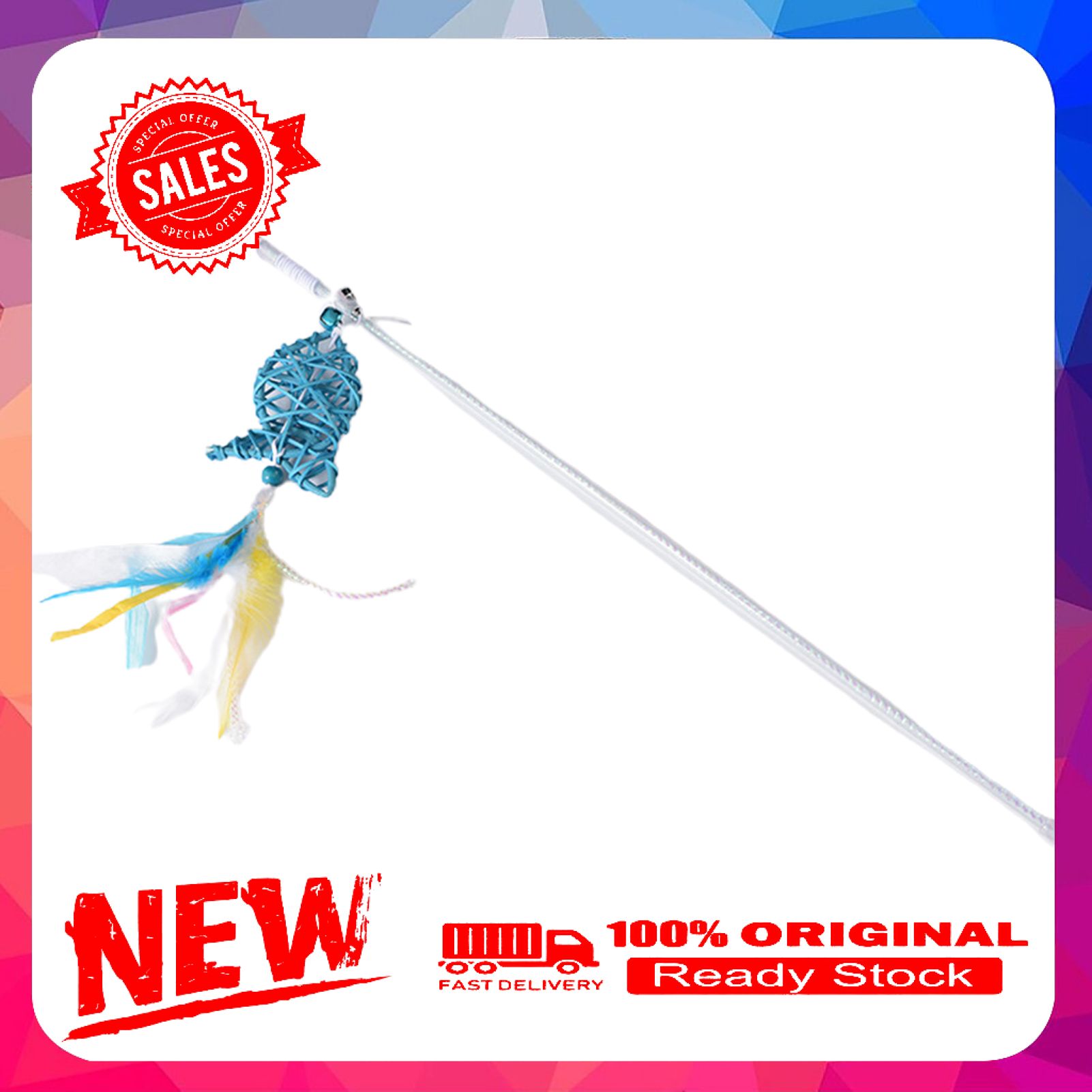 Vist Fox Kitten Toy Fish Shape Interactive Cat Stick Funny Pet Teasing Toy for Entertainment Training