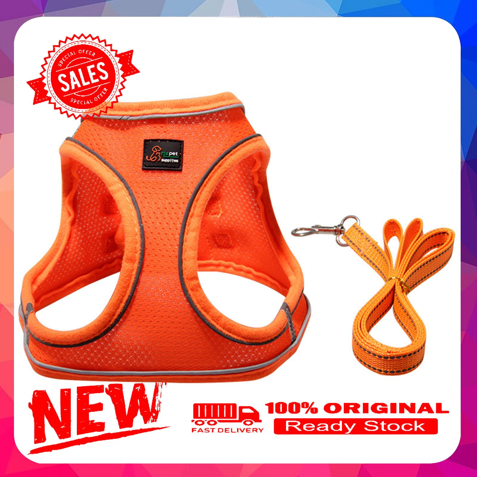 Traction Rope Reflective Breathable Polyester Walking Safety Pet Harness for Puppy