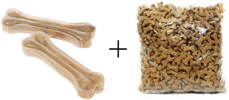 Blacknose Dog Chew Rawhide 6 Inch 2 Bone And Crunchy Biscuit Combo Pack Chicken 0.9 kg (2x0.45 kg) Dry Adult, New Born, Senior, Young Dog Food