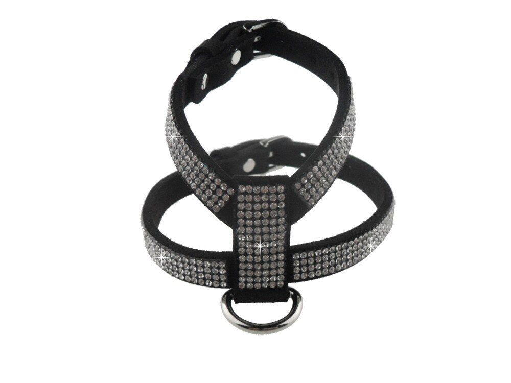 4 Colors PU Leather  Harness Shining Rhinestones Pet Dress Up Supplies Adjustable Outdoor Harnesses For Small Medium s