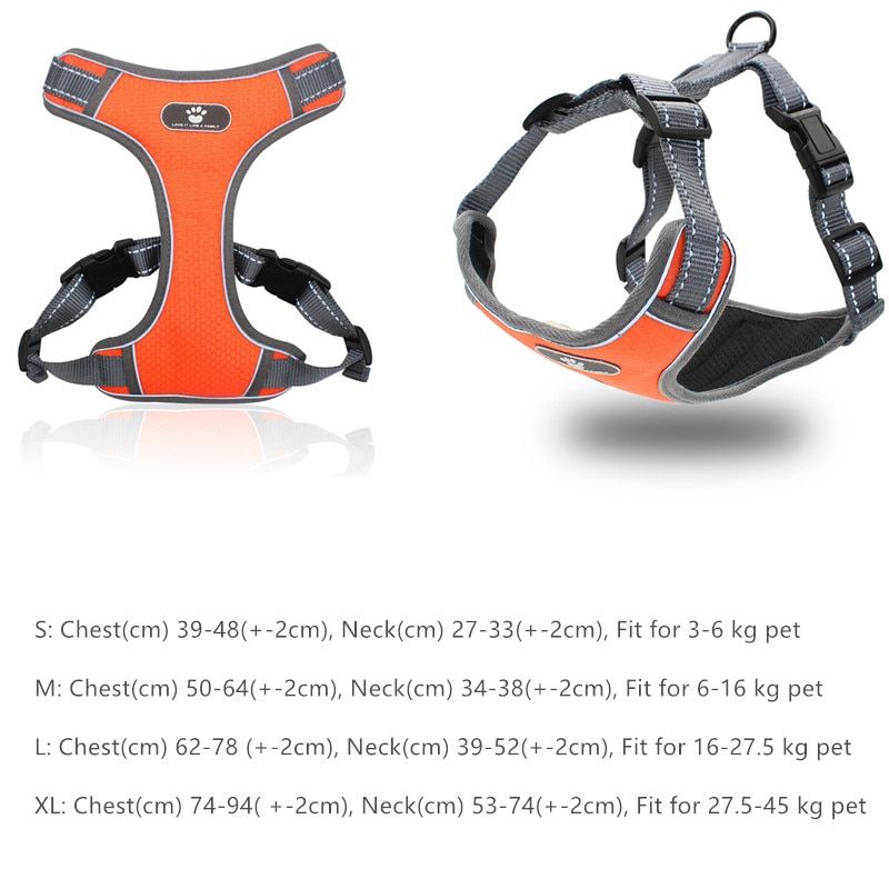 Mesh Reflective And Breathable Big  Chest S Adjustable Net Cloth Without Tension Chest Harness High Quality Sale