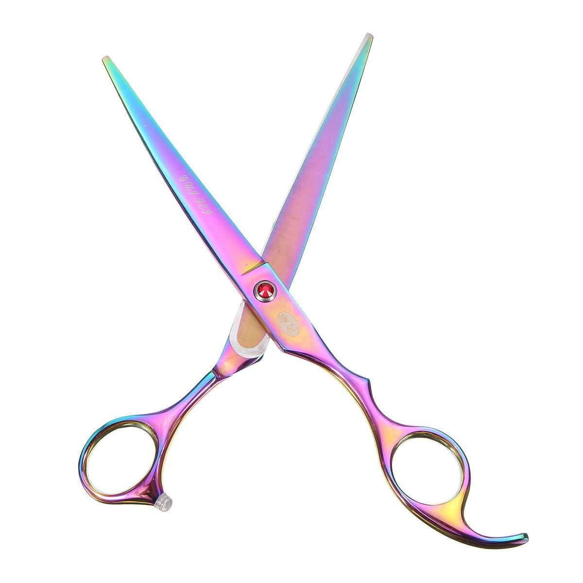 7'' Pet Dog Cat Hairstyle Grooming Sciss0rs Pet Supplies Cutting/Curved /Thinning Shears /Curved sciss0r point down - Curved scissor point down