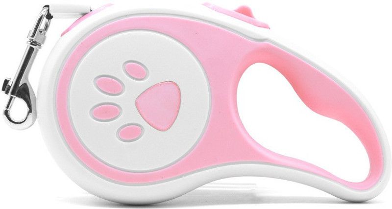 KUTKUT Retractable Dog Leash, 360° Tangle-Free Pet Leash, Anti-Slip Handle One-Handed Brake/Pause/Lock 5 Meter Nylon 500 cm Dog Strap Leash  (Pink)
