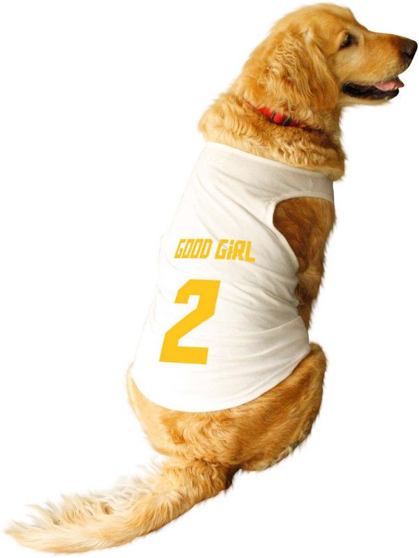 RUSE T-shirt for Dog, Cat  (Good Girl Jersey No.2 Printed Dog Tee For Gift(White))