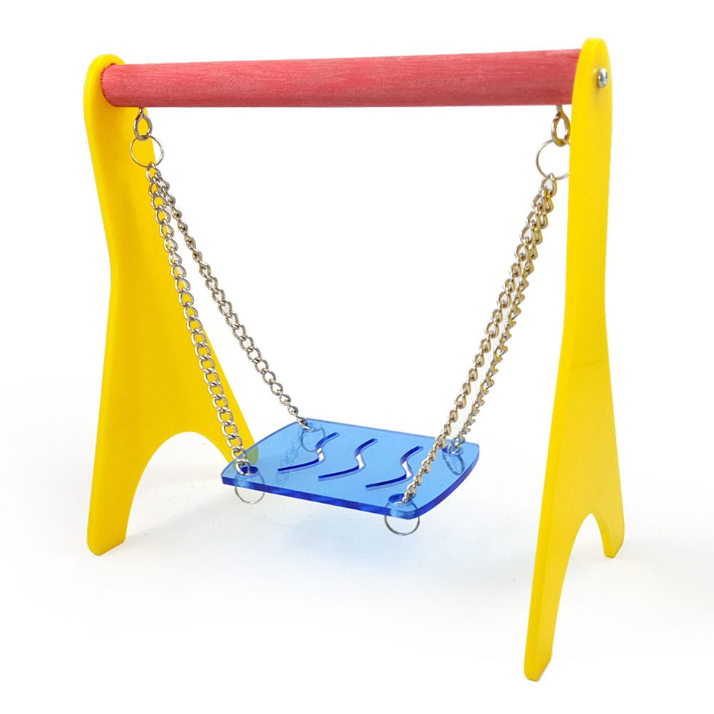 Small Pet Bird Parrot Hamster Colorful Perch Cage Swing Play Toy Accessory Gift
