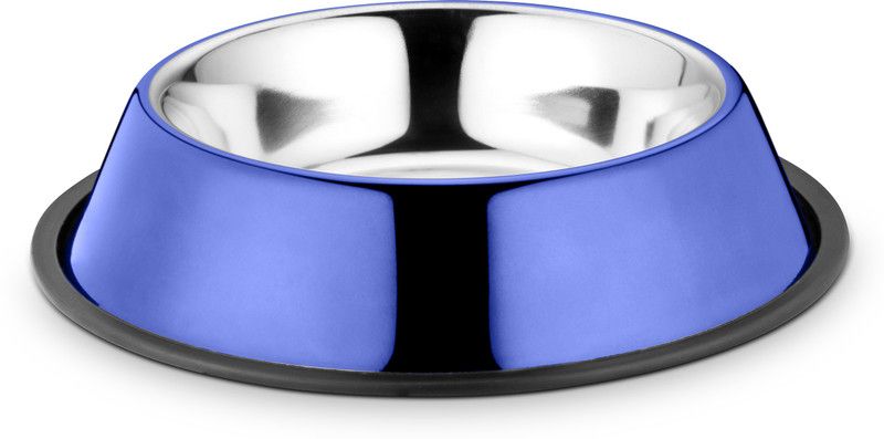 HM Steels HMSTEELS Dog bowl Round Stainless Steel Pet Bowl  (500 ml Blue)