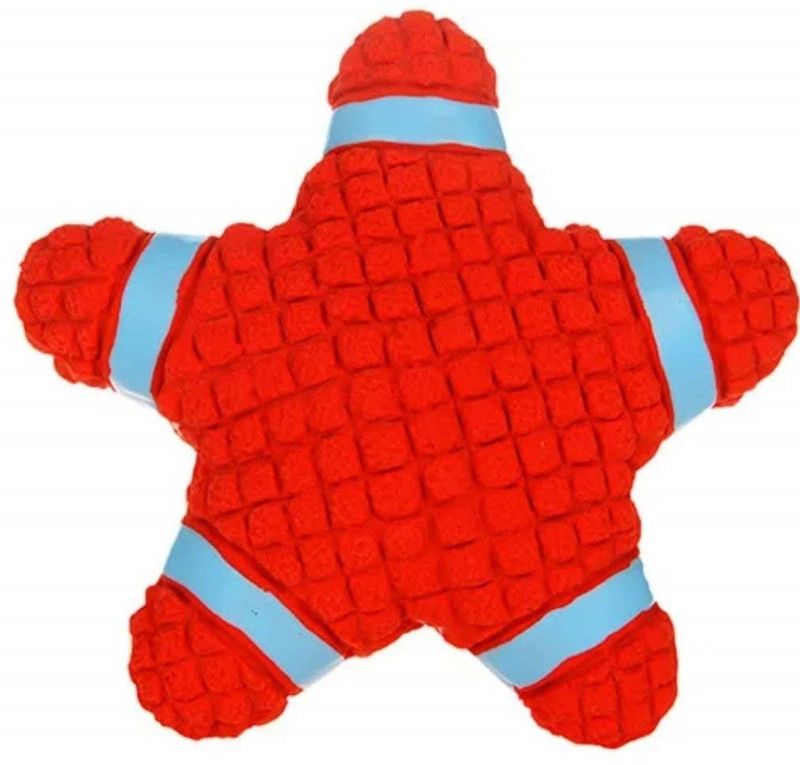 Emily Pets Star Fish Shape Latex Material Squeaky Dog Toy(Red) Rubber Chew Toy, Fetch Toy For Dog & Cat