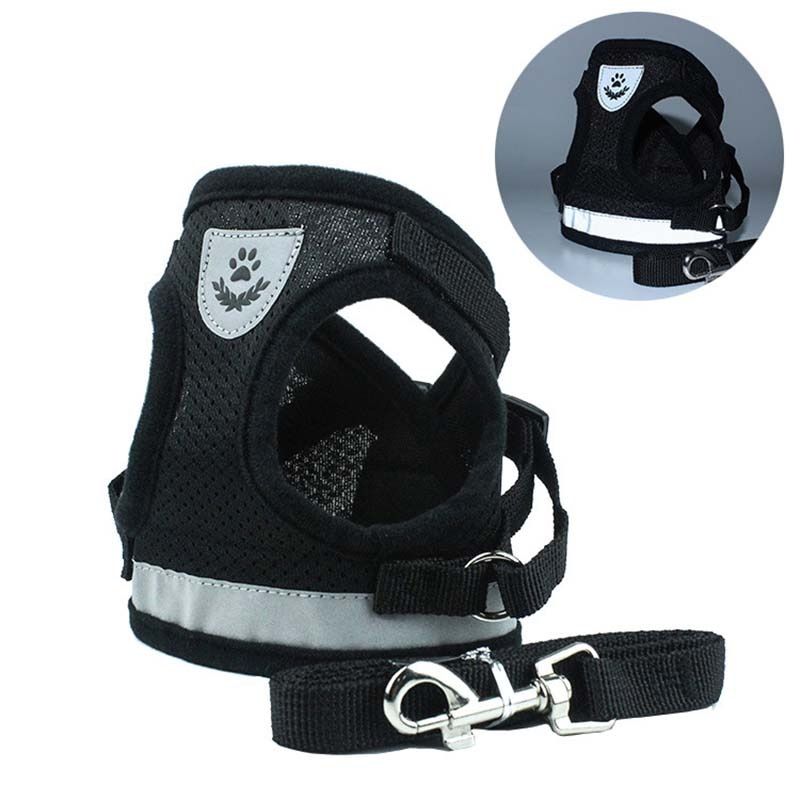 Reflective  Harness And Leash Adjustable Puppy Collar Vest Lead Pet lyester Mesh Harness For Small Medium   Harnesses