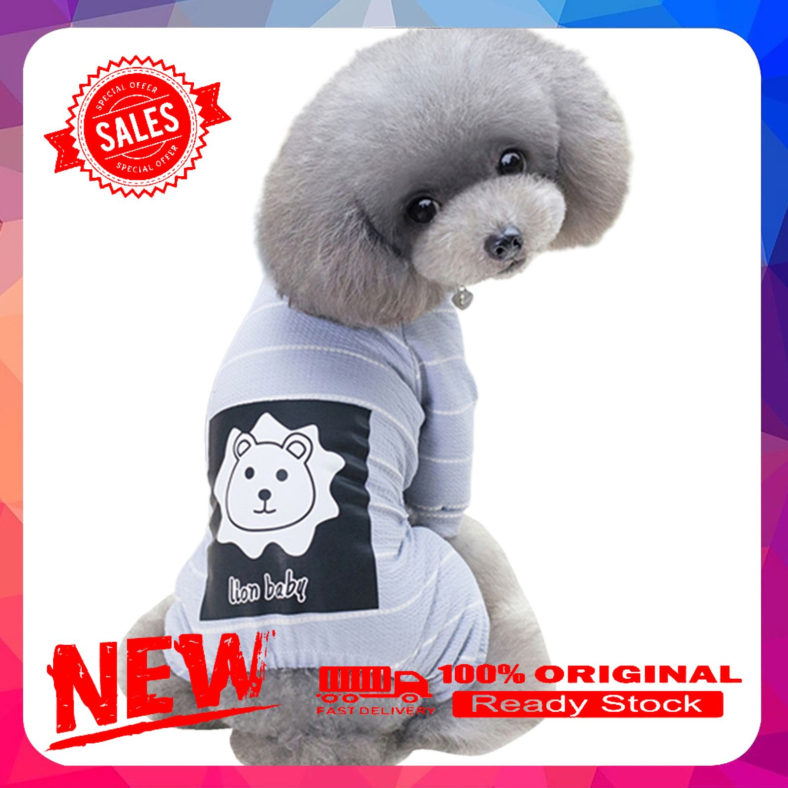 Vist Fox Pet Cat Spring Cartoon Lion Printed Four-legged T-shirt Homewear Dog Clothes