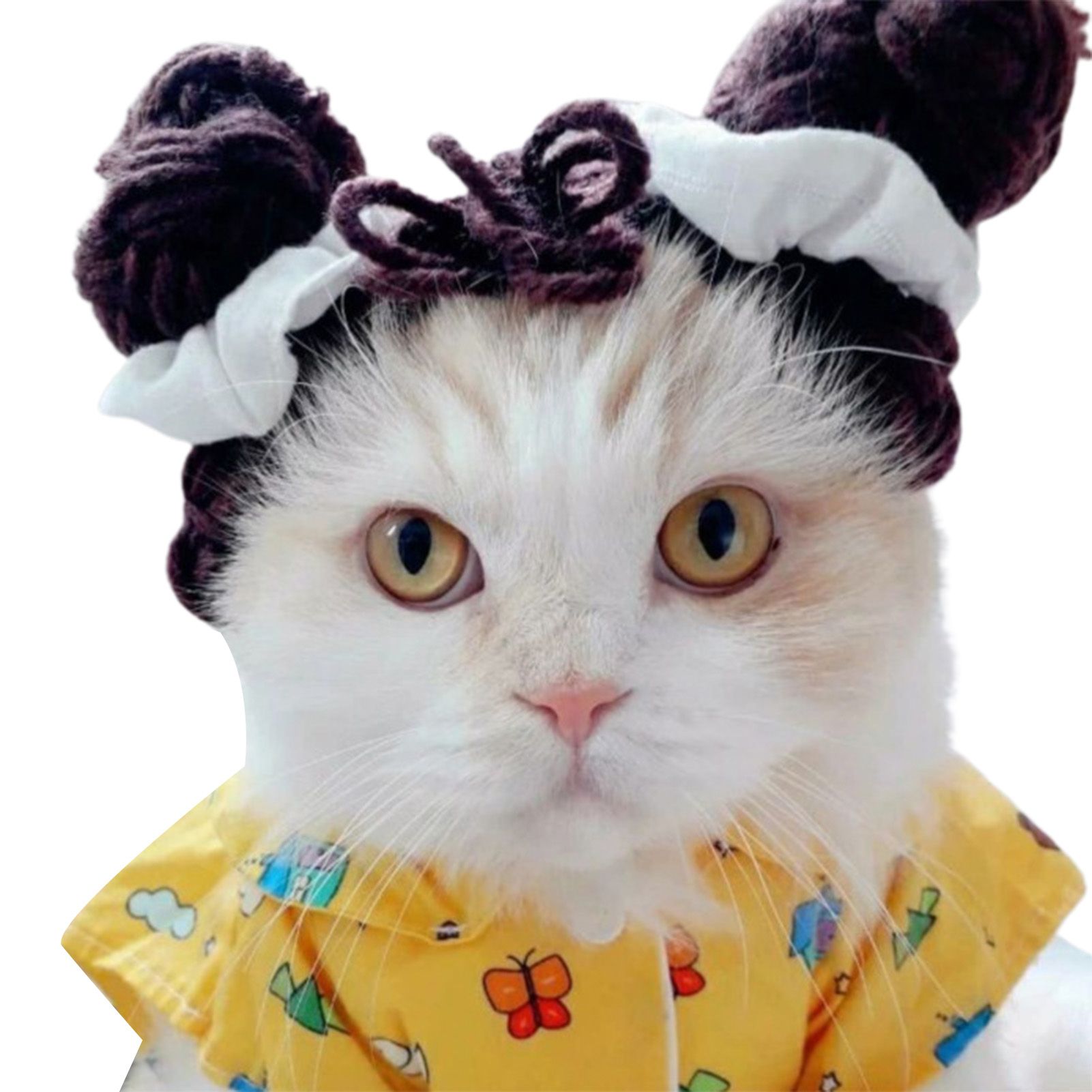 Vist Fox Pet Knitted Hat Decorative Layout Props Double Twist Braids Pet Headgear