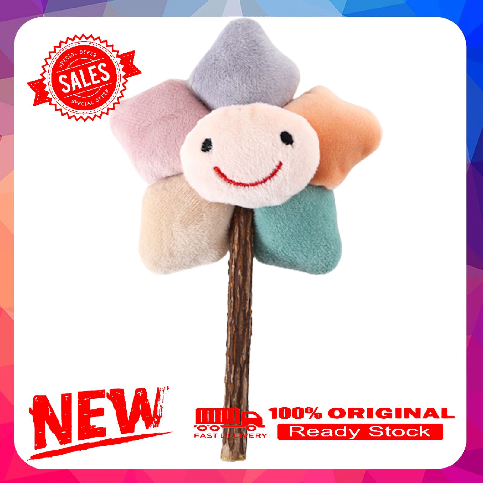 Vist Fox Pet Cat Matatabi Stick Plush Strawberry Flower Molar Teeth Clean Interactive Toy