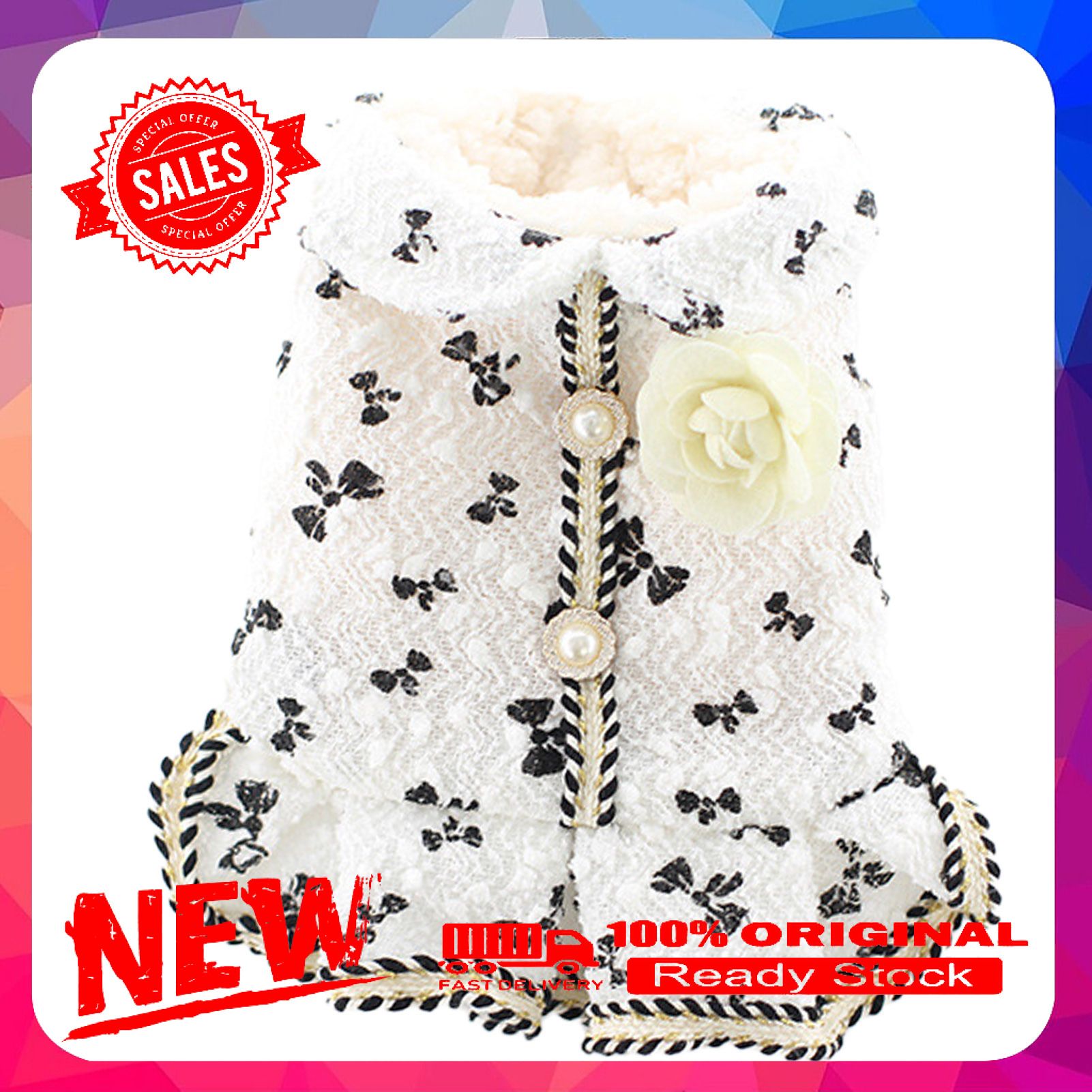 Pet Skirt Flower Decor Dress-up Soft Texture Pet Dogs Princess Dress for Winter