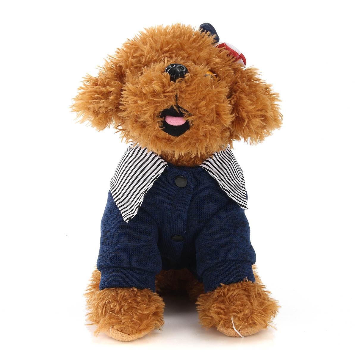 Pet Dog Puppy Cat Warm Bow Tie Gentleman Style Suit Knit Coat Winter Costumes  Blue S/M/L/XL