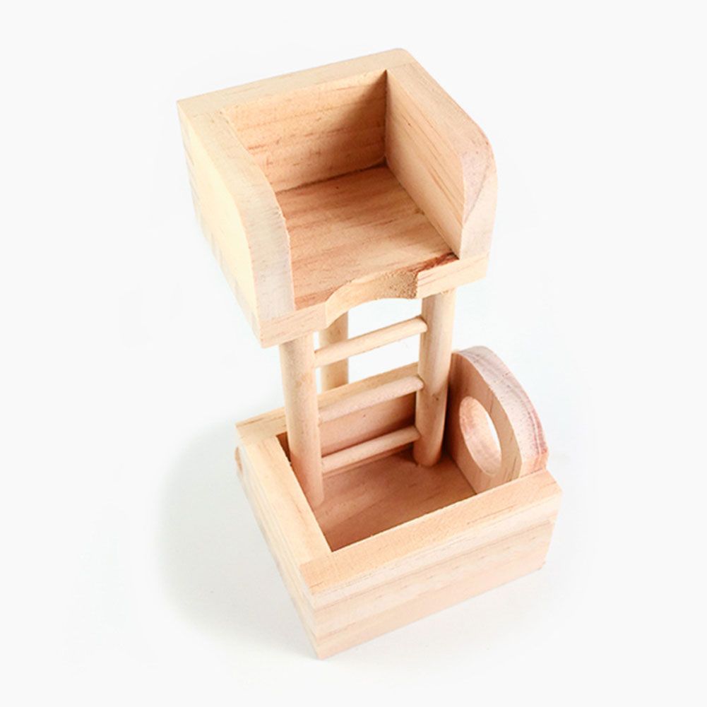 Wooden Two-storey Villa Climbing Ladder Hamster Guinea Pig Toy Pet Cage Decor