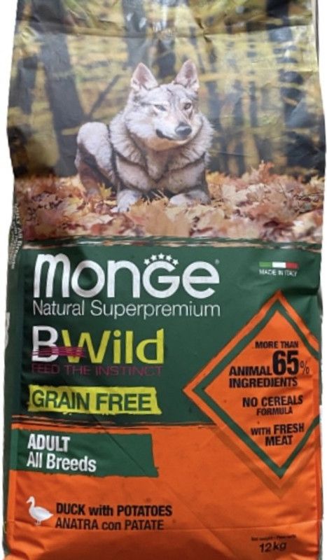MONGE Natural Superpremium BWild Gain Free Dog Feed Duck 2.5 kg Dry Adult Dog Food