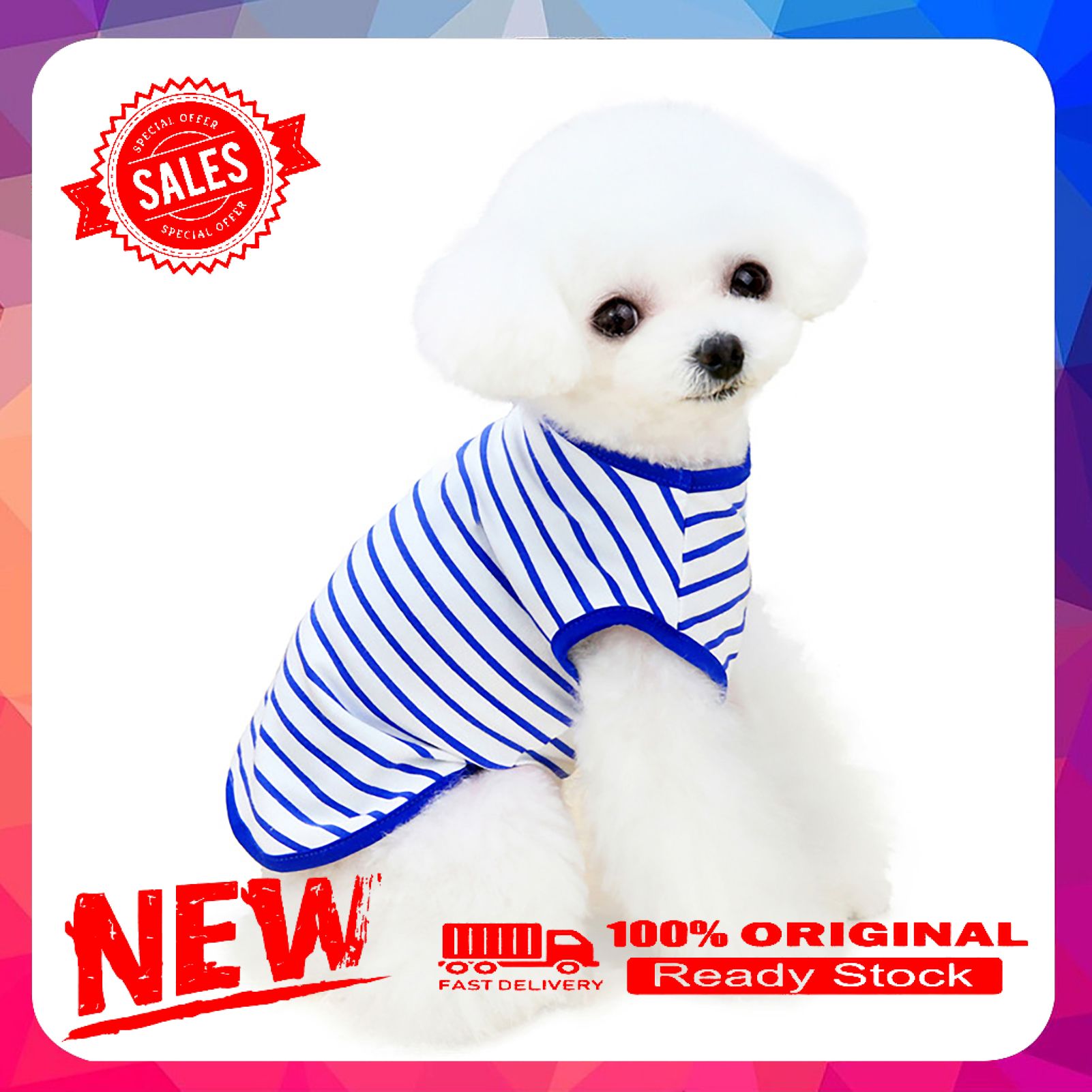 Vist Fox Dog Vest Stripe Design Two-legged Dog Cloth Sleeveless Soft Vest for Pet